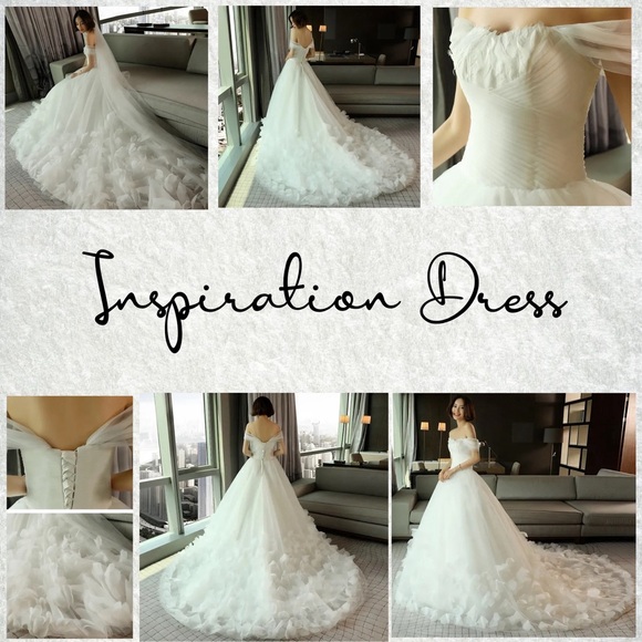 Handmade Wedding Dress Tulle Floral butterfly Appliqués, Feather Bust Long Train - Picture 14 of 17